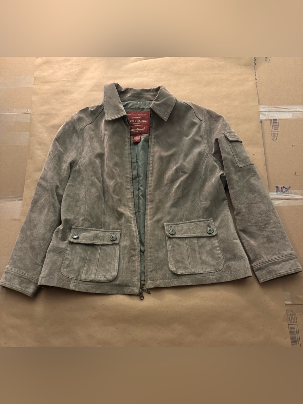 Eddie Bauer Vintage 90s Seattle Suede Genuine Leather Jacket Womens XL Petite